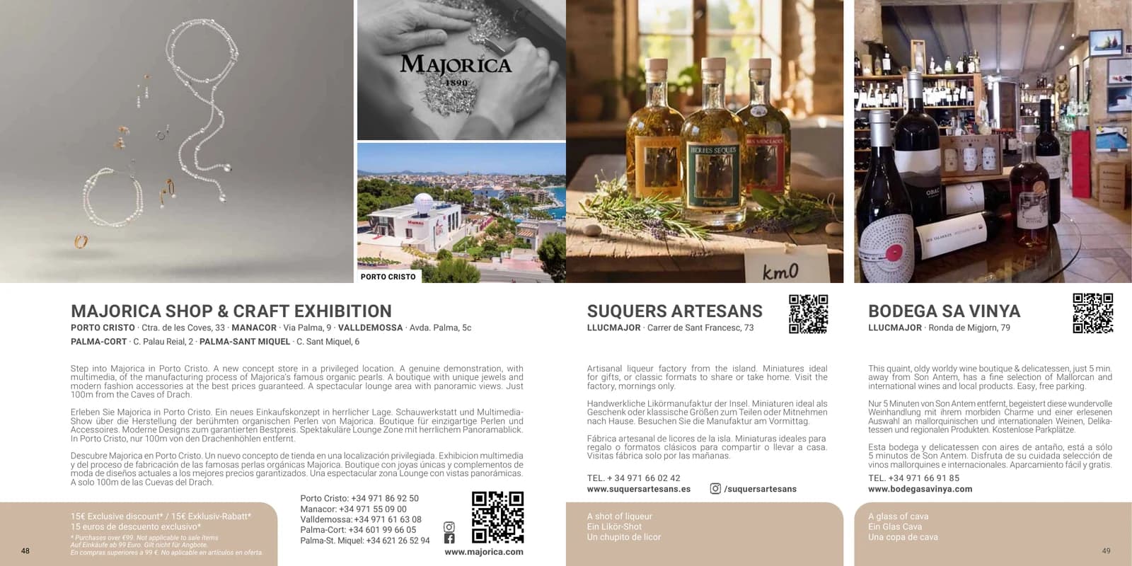 Majorica Shop & Craft Exhibition ad in Mallorca VIP Guide, Porto Cristo · Manacor · Valldemossa · Palma